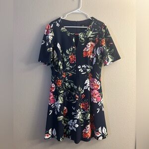 Navy Floral Midi Dress